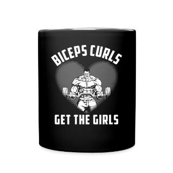 Biceps Curls Get The Girls - Tasse einfarbig - Schwarz - Vorne