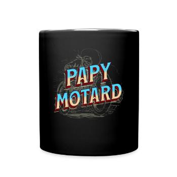 Papy Motard, idée cadeau passion moto, famille - Mug uni - noir - Devant