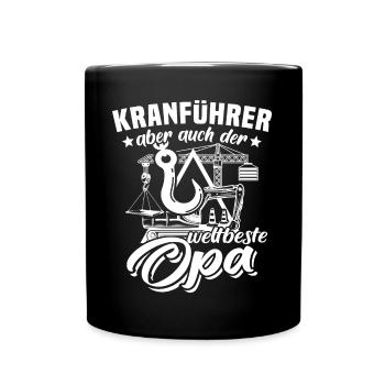Kranfahrer Opa Kran - Tasse einfarbig - Schwarz - Vorne