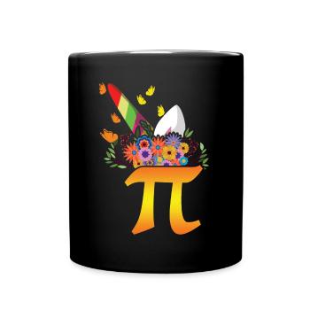 Cute Unicorn March Math Holiday Mathematics Pi - Full Colour Mug - black - Front