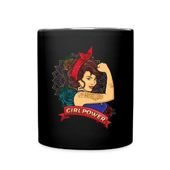 Mandala International Womens Day Girl Feminist - Full Colour Mug - black - Front