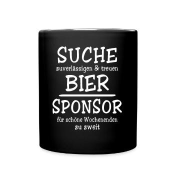 Bier Trinken Saufen Feiern Biersprüche - Tasse einfarbig - Schwarz - Vorne