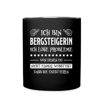Bergsteigerin Wandern Fun Lustiger Spruch Geschenk - Tasse einfarbig - Schwarz - Vorne