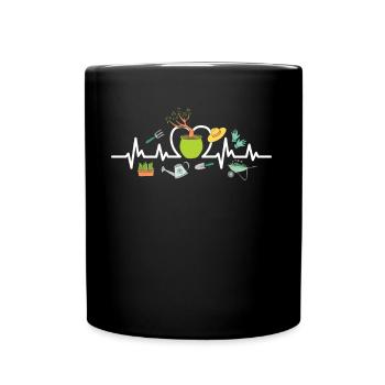 Heartbeat ECG Garden Gardener Outfit - Mug uni - noir - Devant