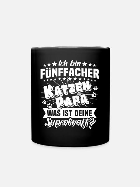 Katze Papa Katzenpapa fünffach - Tasse einfarbig - Schwarz