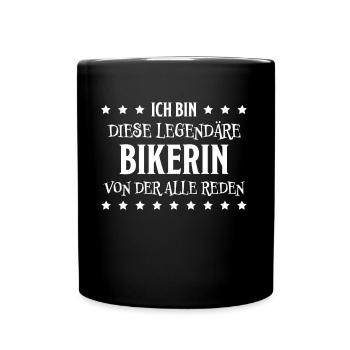 Bikerin Lustiger Spruch Bike Fun Sprüche Geschenk - Tasse einfarbig - Schwarz - Vorne
