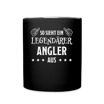 Angler Fisch Hobby Angeln Fische Fun Meer Geschenk - Tasse einfarbig - Schwarz - Vorne