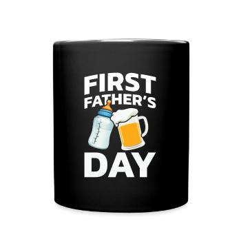 Erster Vatertag - Tasse einfarbig - Schwarz - Vorne