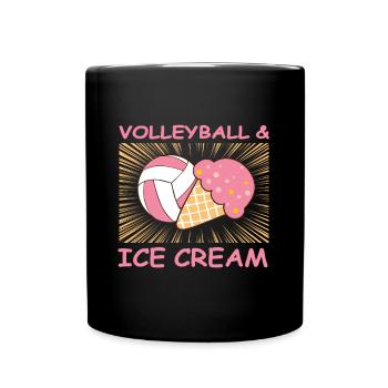 Volleyball & Ice Cream Girls Mom Gift Idea - Tasse einfarbig - Schwarz - Vorne