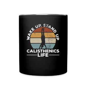 Vintage Calisthenics Life Retro Klimmzüge Retro - Tasse einfarbig - Schwarz - Vorne