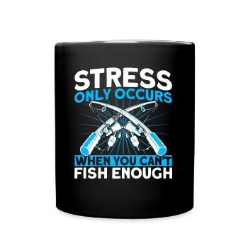 If you can't fish enough fishing gift - Full Colour Mug - black - Front