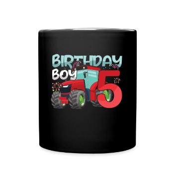 5 Jahre alter Kinder Truck Farm Farmer Traktor - Tasse einfarbig - Schwarz - Vorne