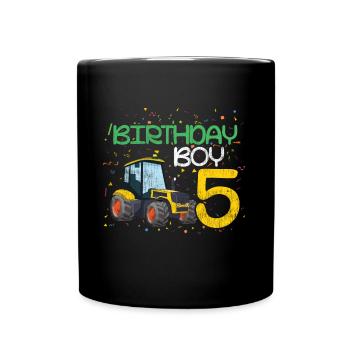 Coole 5 Jahre alte Kinder LKW Farm Farmer Traktor - Tasse einfarbig - Schwarz - Vorne