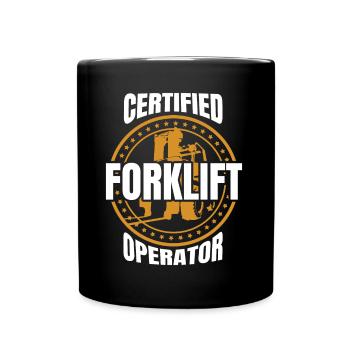 Retro Forklift Operator Driver Trucker Forklift - Full Colour Mug - black - Front
