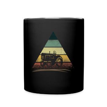 Retro Vintage Traktor LKW Rancher Farm Farmer - Tasse einfarbig - Schwarz - Vorne