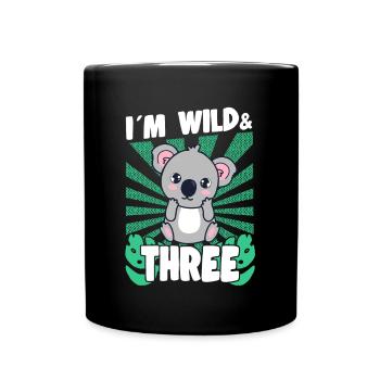 At Wild & 3 Years Bday Party Gift Birthday Kids - Full Colour Mug - black - Front
