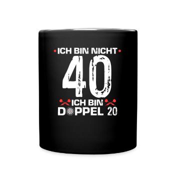 Dartspieler Geburtstag 40 Bin Doppel 20 Geschenk - Tasse einfarbig - Schwarz - Vorne