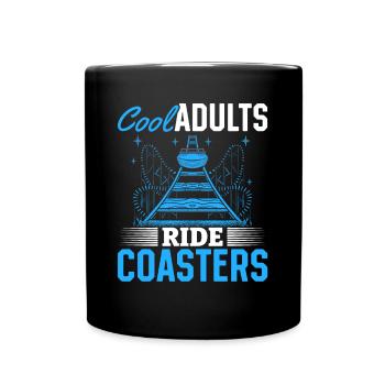 Les adultes cool montent des montagnes russes foraines - Mug uni - noir - Devant