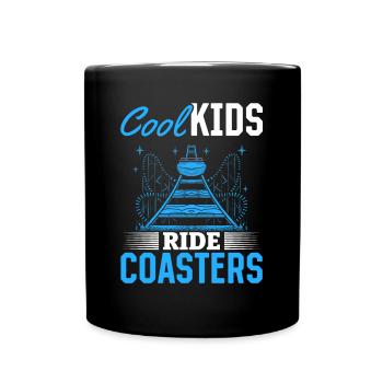 Cool kids ride roller coasters fairground - Full Colour Mug - black - Front