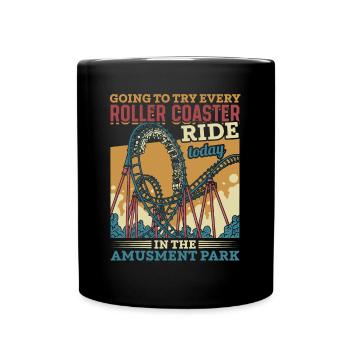Roller coasters amusement park amusement park Vintage - Full Colour Mug - black - Front