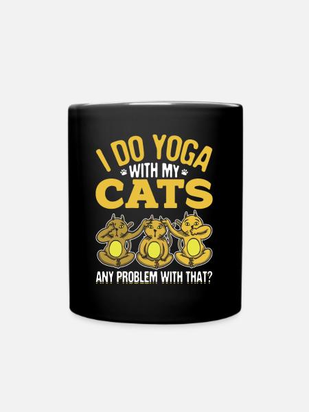 Yoga Und Katzen Meditieren Namaste Geschenk - Tasse einfarbig - Schwarz