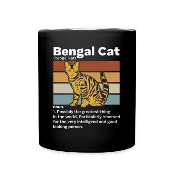 Bengal Cat Noun Vintage Katzenmama Katzenpapa - Tasse einfarbig - Schwarz - Vorne