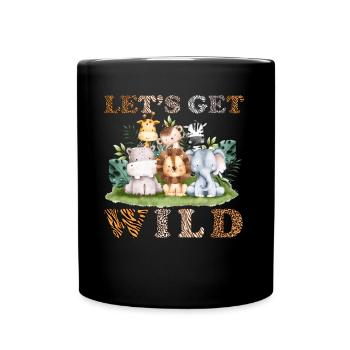 Wild Zoo Animals Boys Girls Kawaii Safari - Full Colour Mug - black - Front