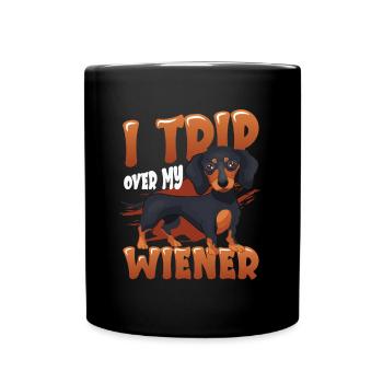 Ich Stolpere Über Meinen Wiener Hund - Tasse einfarbig - Schwarz - Vorne