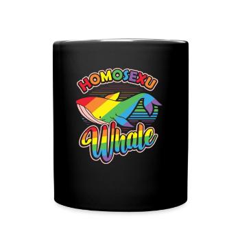 Gay Whale Rainbow Whale Lgbt - Mug uni - noir - Devant