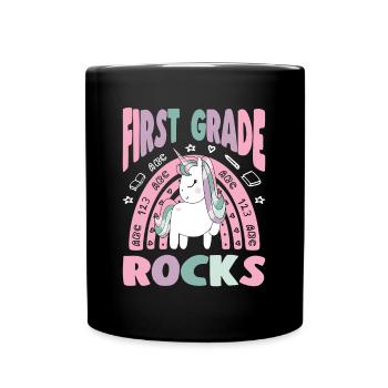 School Starters First Grade Rocks Unicorn - Tasse einfarbig - Schwarz - Vorne