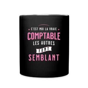 Comptable Cadeau Rigolo Secrétaire Humour Femme - Mug uni - noir - Devant
