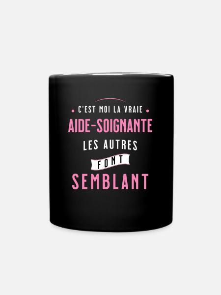 Aide soignante Cadeau Rigolo Humour Femme Drôle - Mug uni - noir