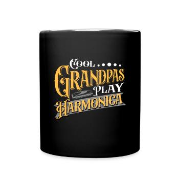 Cool Grandpas Play Harmonica Player Harmonicist - Full Colour Mug - black - Front