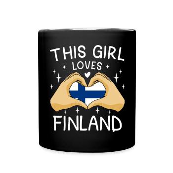 Finnland Flagge Suomi Finnische Fahne Herz Spruch - Tasse einfarbig - Schwarz - Vorne