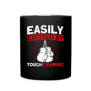 Facilement excité par un cadeau de boxe d’entraînement dur - Mug uni - noir - Devant