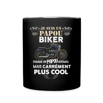 Papou Biker Idée Cadeau Homme Moto - Mug uni - noir - Devant