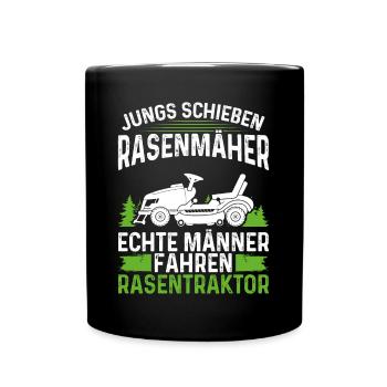 Rasentraktor & Aufsitzmäher Spruch für Gärtner - Tasse einfarbig - Schwarz - Vorne