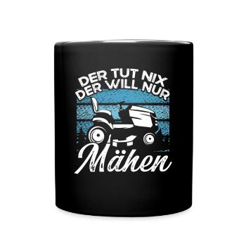 Rasentraktor & Aufsitzmäher Spruch für Gärtner - Tasse einfarbig - Schwarz - Vorne