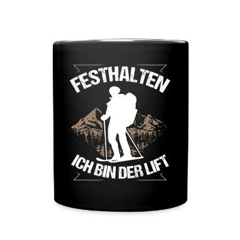 Lustiger Tourengeher Skitour Skitouren Tourenski - Tasse einfarbig - Schwarz - Vorne