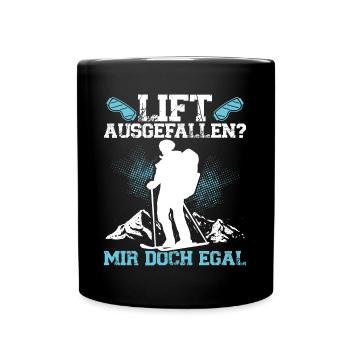 Lustiger Tourengeher Skitour Skitouren Tourenski - Tasse einfarbig - Schwarz - Vorne