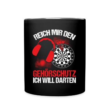 Dart Darts Spruch & Dartpfeil für Dartspieler - Tasse einfarbig - Schwarz - Vorne