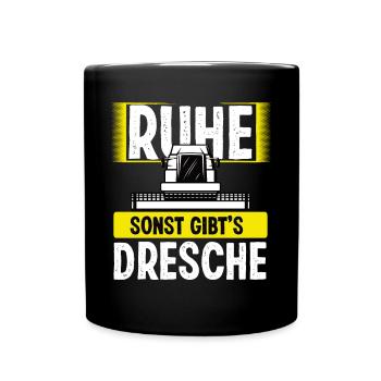 Lustiger Mähdrescher fahren Spruch Landwirt - Tasse einfarbig - Schwarz - Vorne