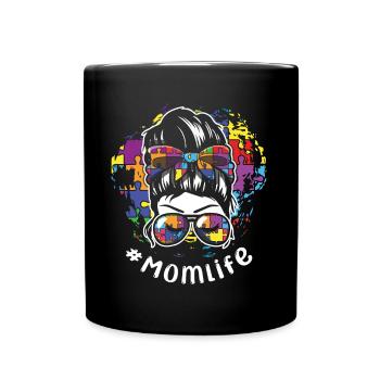 Mama Mama Puzzle Autismus Bewusstsein - Tasse einfarbig - Schwarz - Vorne