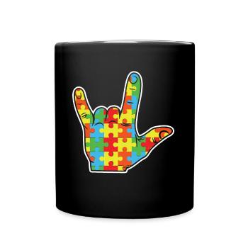 Hand Sign Rock Puzzle Sensibilisation spéciale à l’autisme - Mug uni - noir - Devant