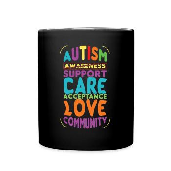 Acceptation Amour Puzzle coloré Autisme Sensibilisation - Mug uni - noir - Devant