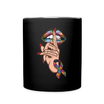 Ne jugez pas la sensibilisation à l’autisme au ruban de puzzle - Mug uni - noir - Devant