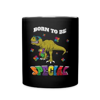 Dinosaur Born Special Puzzle Autism Awareness - Mug uni - noir - Devant
