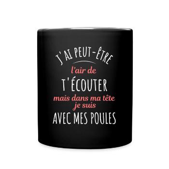 Jardinage Cadeau Humour Potager Citation Poule - Mug uni - noir - Devant