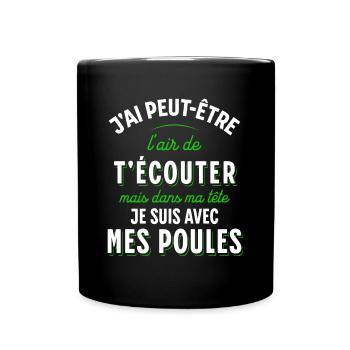 Poules Cadeau Humour Potager Citation Jardin Drôle - Mug uni - noir - Devant
