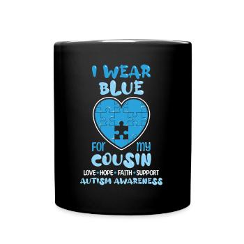 Wear Puzzle April Blue For Cousin Autism Awareness - Full Colour Mug - black - Front
